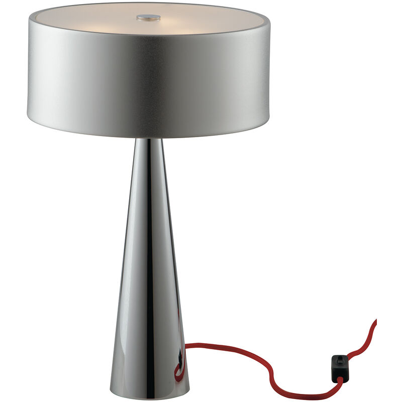 Image of Lampada da tavolo heminguay in metallo argento con paralume in alluminio - Argento