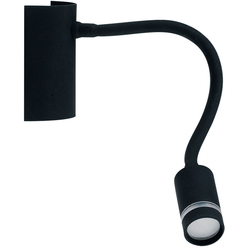 Image of Luce Ambiente E Design - Applique led kepler in metallo nero con braccio flessibile 3W 3000K (luce calda) - Nero