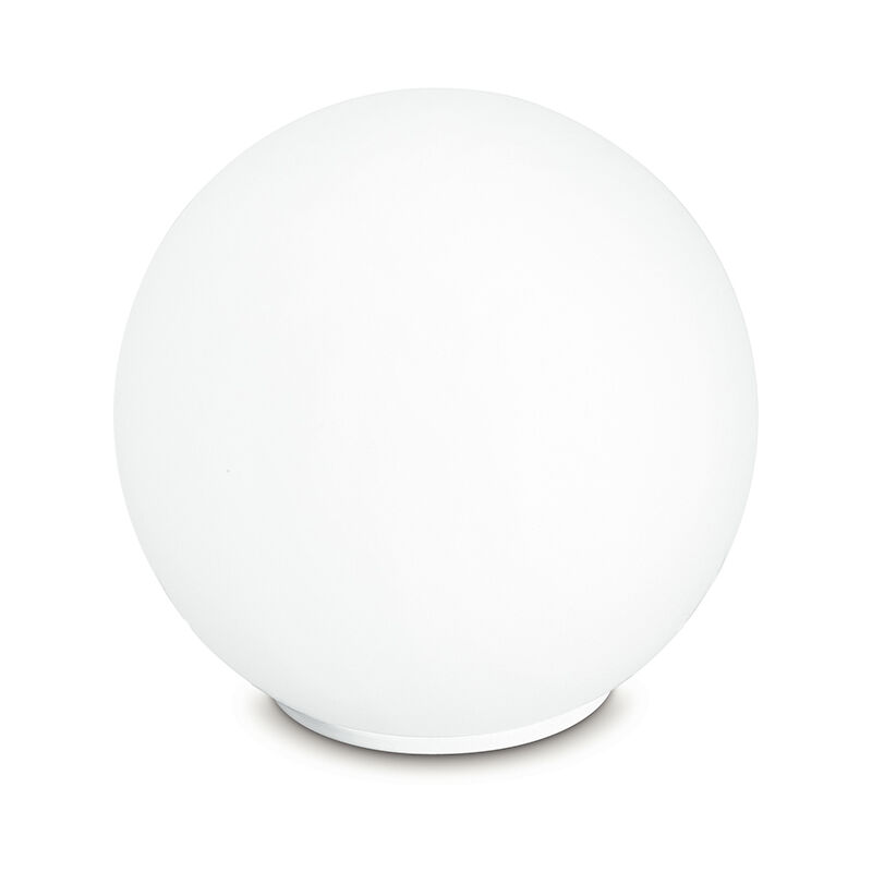 Image of Luce Ambiente E Design - Lampada da tavolo city con base in metallo cromato e diffusore in vetro sferico bianco 20 cm. - Bianco