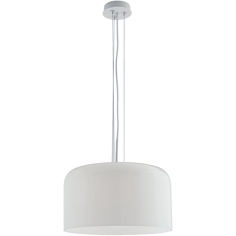 Image of Luce Ambiente E Design - Sospensione gibus in vetro bianco 40 cm. - Bianco