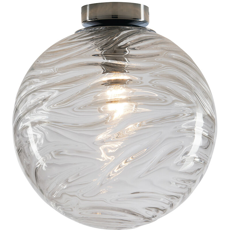 Image of Luce Ambiente E Design - Plafoniera nereide in vetro trasparente ad onde concentriche 25 cm. - Trasparente