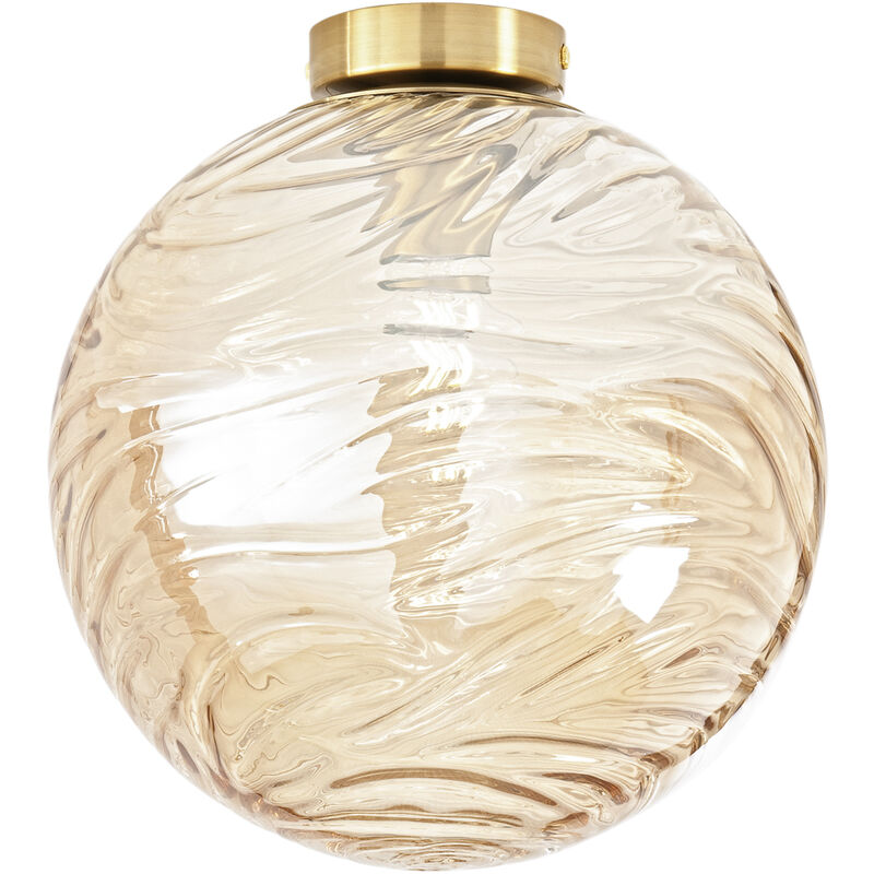 Image of Luce Ambiente E Design - Plafoniera nereide in vetro champagne ad onde concentriche 30 cm. - Champagne
