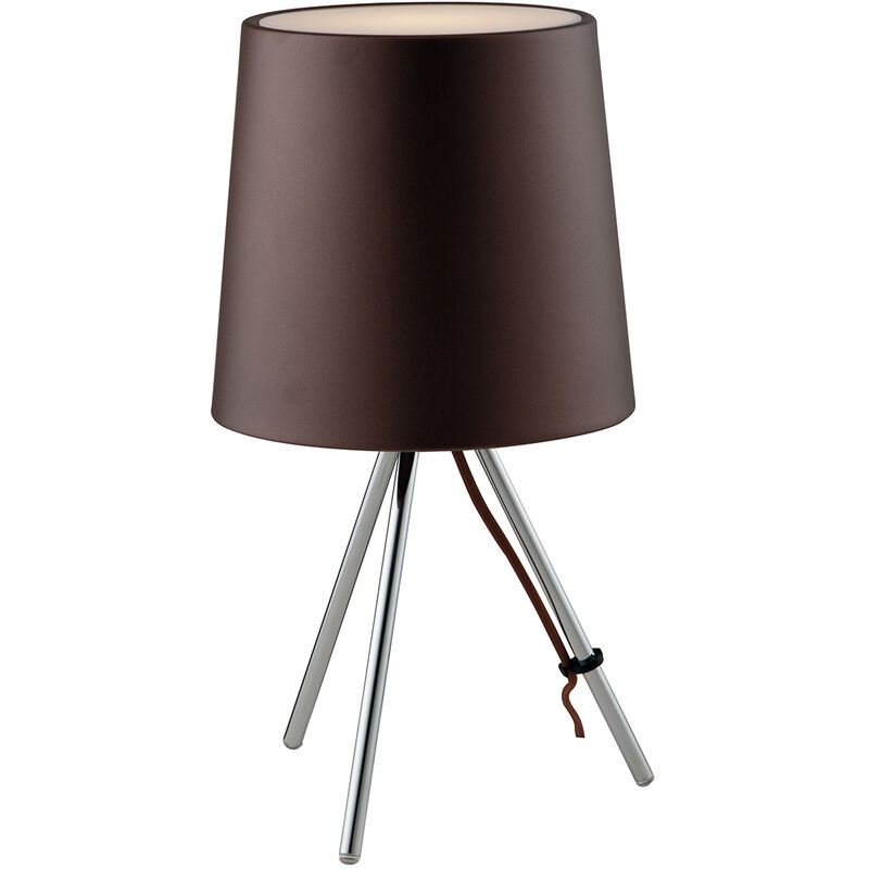 Image of Luce Ambiente E Design - Lampada da tavolo marley in metallo argento con paralume in alluminio marrone - Marrone