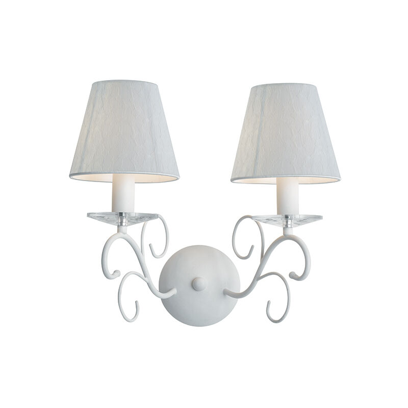 Image of Luce Ambiente E Design - Applique perla bianca in Cristallo e Metallo 2xE14 35x35xcm. - Bianco