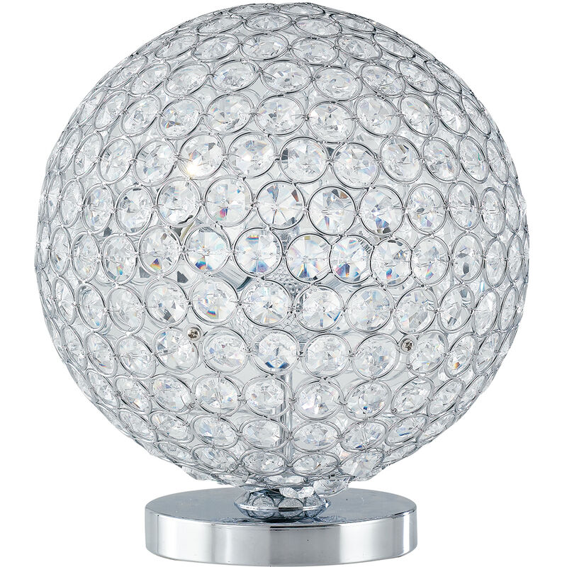 Image of Lampada da tavolo planet cromo in metallo e cristalli tre lampadine G9 - Cromo