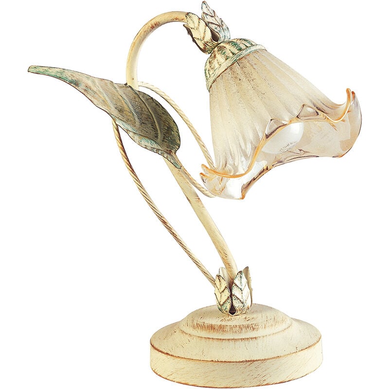 Image of Lampada da tavolo primavera avorio in metallo con diffusori in vetro (1xE14) - Avorio
