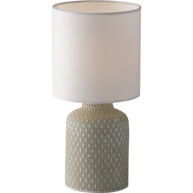 Image of Lampada da tavolo RAVELLO in ceramica grigia con paralume in tessuto - Grigio