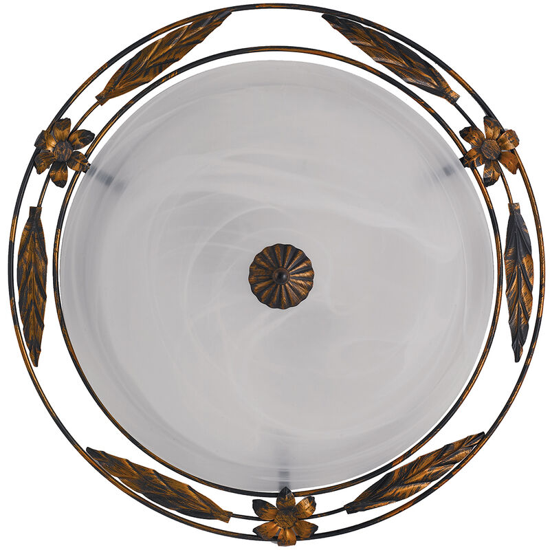 Image of Plafoniera riccio bianca in vetro con struttura in metallo 40 cm.. (2xE27) - Bianco