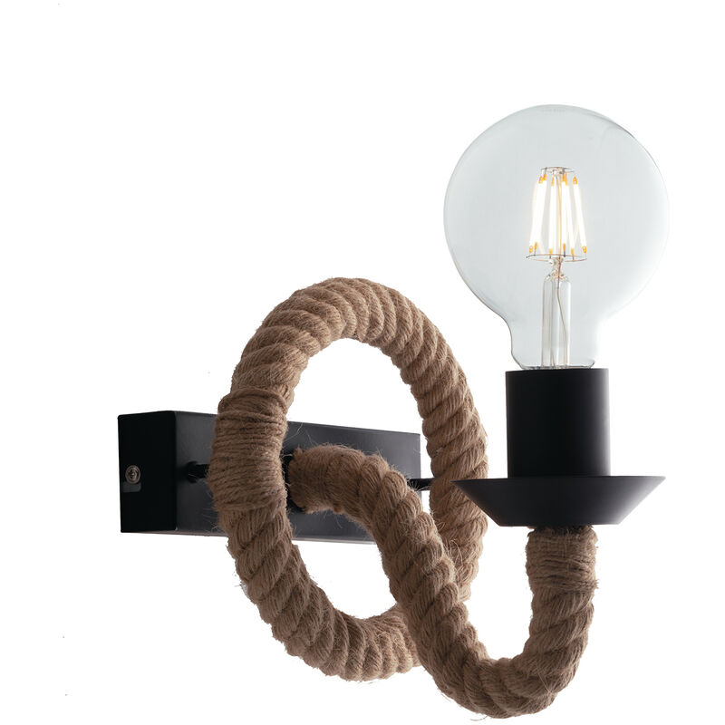 Image of Luce Ambiente E Design - Applique rope in metallo con cavi in corda di canapa - Beige