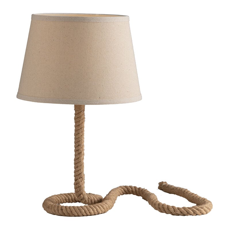 Image of Lampada da tavolo rope Beige in Canapa e Metallo 1xE27 48x30x30cm. - Beige