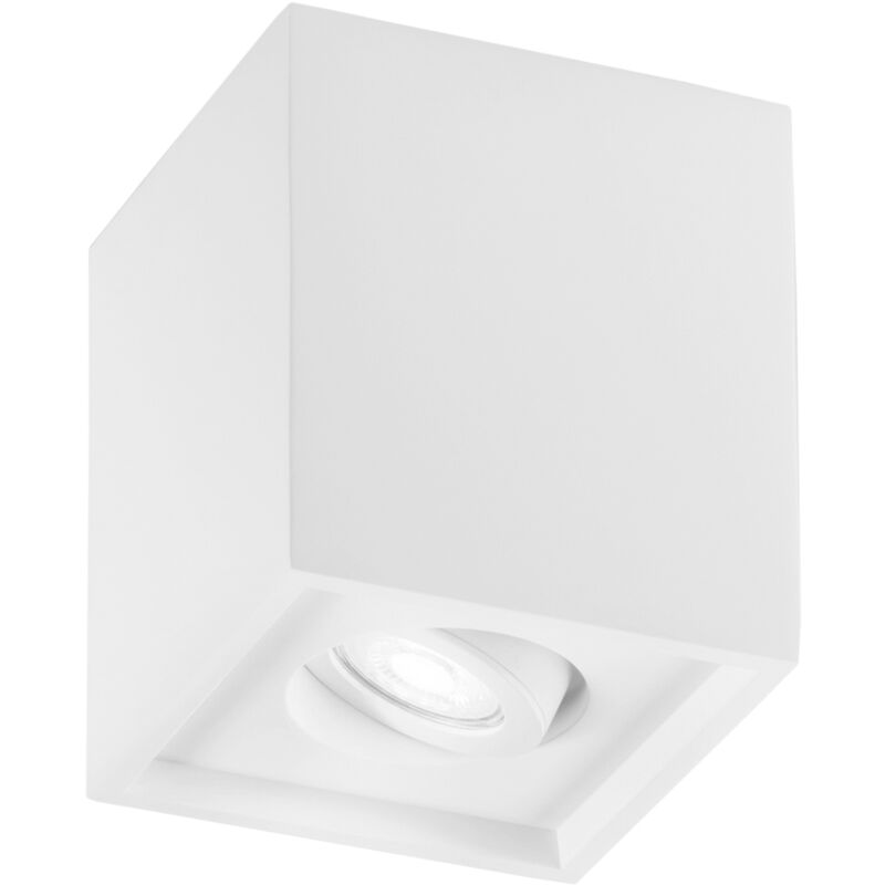 Image of Plafoniera space quadrata bianca in gesso verniciabile con ghiera orientabile - Bianco