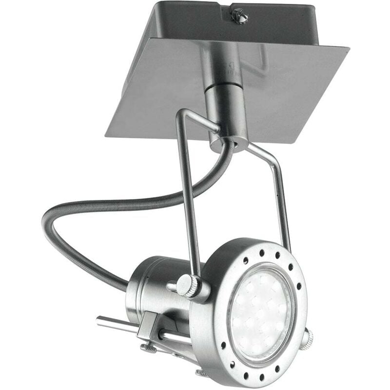 Spot techno in metallo nichel con un punto luce