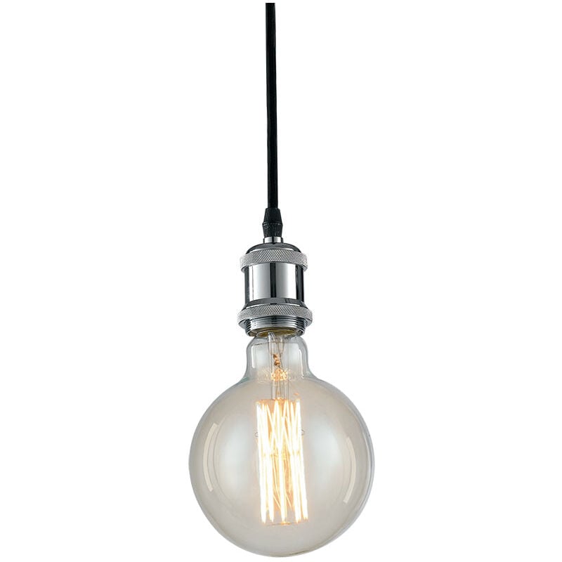 Sospensione vintage Cromo in Alluminio e Tessuto