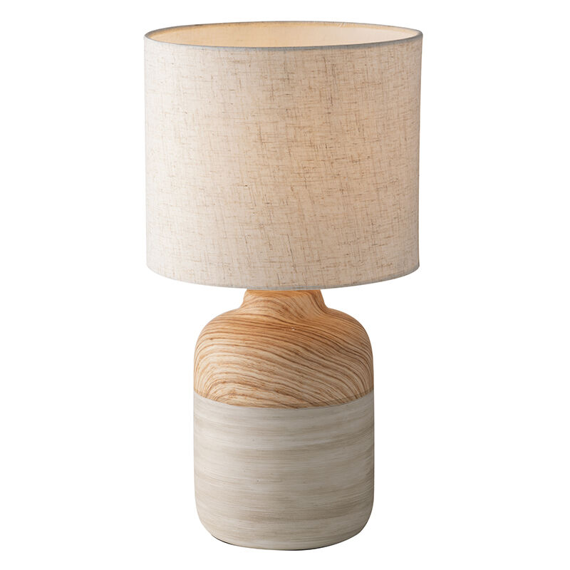 Image of Lampada da tavolo woody Avorio in Ceramica e Tessuto 1xE27 22x41x41cm. - Avorio