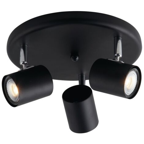Fan Europe Zero - Foco de techo triple de techo, negro, GU10