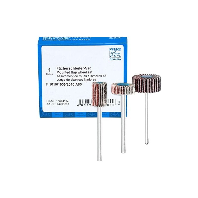 Pferd - 44498031 lot de 3 meuleuses à lamelles f corindon ø 10 x 15 mm ø 15 x 5 mm ø 20 x 10 mm ø tige 3 mm A80 pour un ponçage fi