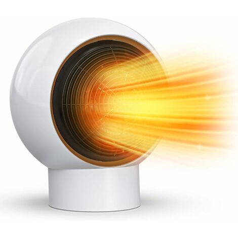 Fan Heater, Low Power Heater with Overheat Protection, 3s Fast Heating Electric Heater for Bedroom, Home Office, White