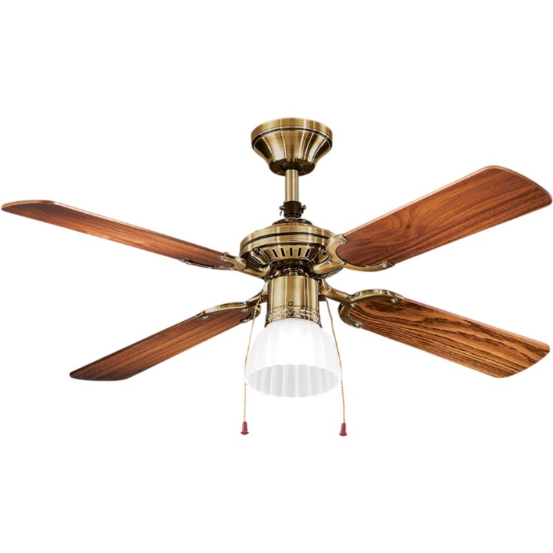 PERENZ  - Ventilateur de plafond 7064 ob avec lumi&egrave;re, noyer fonc&eacute;, d.105 cm, 4 pales, moteur ac 50W silencieux, ampoule E27