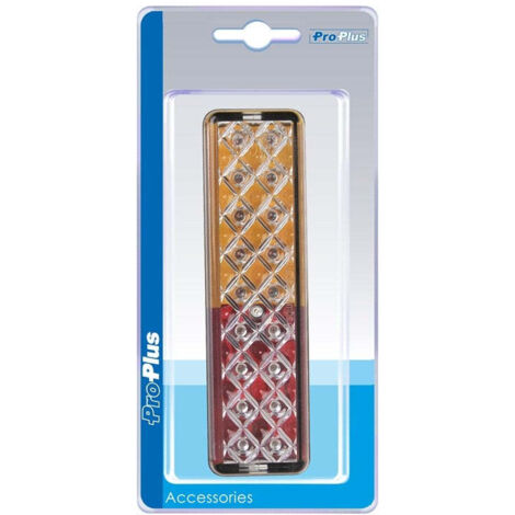 Fanale posteriore 12/24V 3 funzioni 135x38mm LED con supporto nero in blister