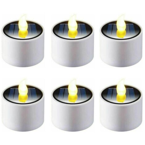 FancyGrab Lot de 6 bougies chauffe-plat LED solaires à effet flamme vacillante, lampe lanterne à économie d'énergie