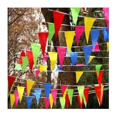 Fanion Bannière 80 Mètres Triangle Fanions Triangle Drapeau Triangle Double pour Décorer Jardin Mariage Anniversaire Fête Intérieur Extérieur