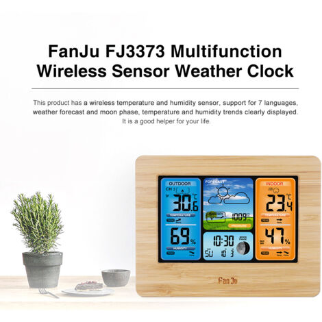 FANJU FJ3373 Multifisection Station d'été de la station météorologique numérique LCD Hygromètre Baromètre à prévision extérieure intérieure avec capteur USB Corde d'alimentation USB