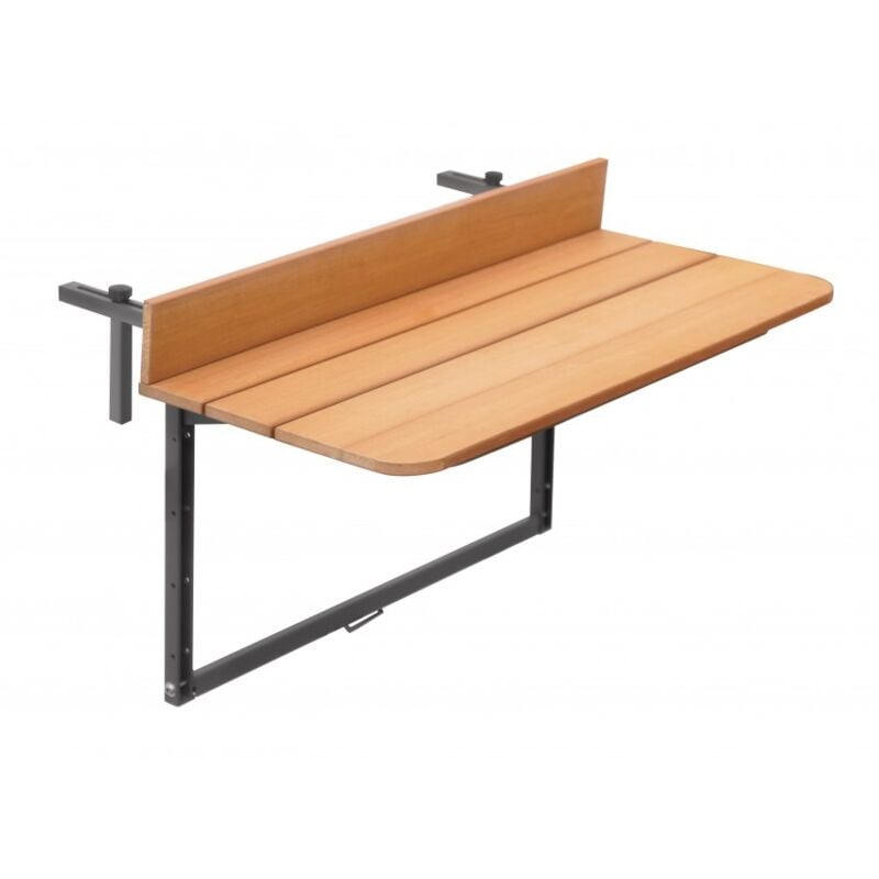 Table pliante de garde-corps 120x37 cm en aluminium anthracite et avec lattes en bois - Fano