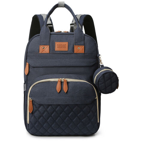 Fantablau 3 en 1 Sac à langer Sac à dos lit pliant sac de couchage portable bleu 30x16x41cm