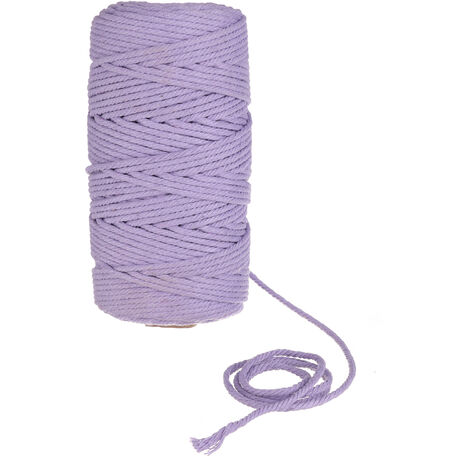 Fantablau 3MMX100M 7 Couleurs Macramé Corde Naturel Beige Coton Cordon Torsadé DIY Coton Macramé Corde Violet