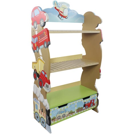 Fantasy Fields Childrens Transportation Kids Wooden Bookcase Book Shelf W-10040A