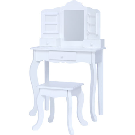 Fantasy Fields di Teamson Little Princess Anna Medium Kids Toilette Set da toeletta con specchio, cassetti e sedia Sgabello per bambini Bianco TD-13366D