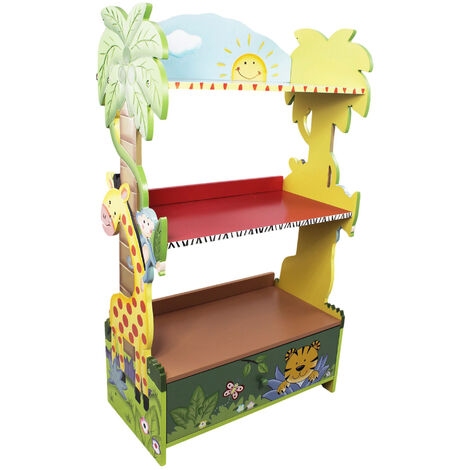 main image of "Fantasy Fields Large Sunny Safari Kids Bookshelf Bookcase Toy Organiser Storage With Drawers W-8268A"