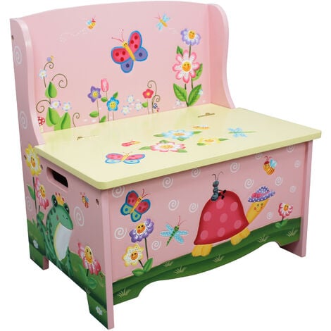 Fantasy Fields Magic Garden Childrens Kids Wooden Toy Storage Bench TD-11644A - Pink