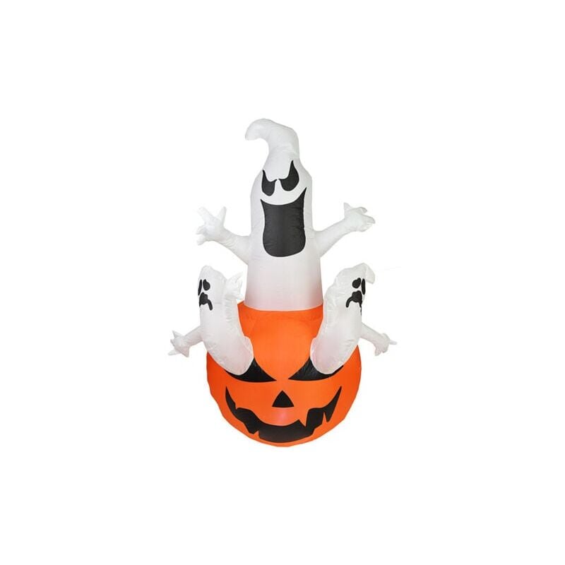 Image of Fantôme de citrouille décoratif gonflable d'Halloween, décoration gonflable avec lumières de jardin LED, fantôme, citrouille, adapté à la maison de