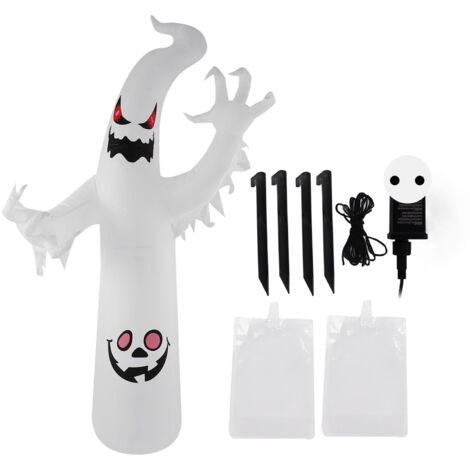 Fantôme Gonflable Halloween 2.4m avec Lumières LED Colorées - Décoration Extérieur Étanche IP44, Prise EU 220-240V