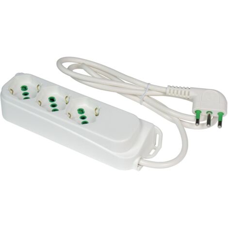 FANTON 404600-E Multipresa 3 prese bipasso schuko 2P+T 16A cavo 1 m. 3G1 H05VV-F spina a squadra italiana 2P+T 16A