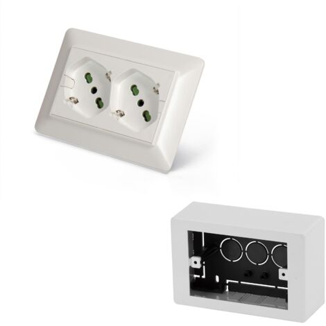 FANTON 42100-27S kit Multipresa universale da incasso OPERA/MTX doppia presa bipasso schuko 2P+T 16A precablata per scatola a 3 moduli + scatola da parete inclusa