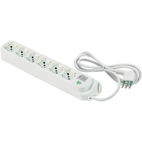 Base multipla a 6 spine di tipo F Schuko Protezione Sovratensioni+2 spine  di tipo C+ 2xUSB 5m Nero610 mm