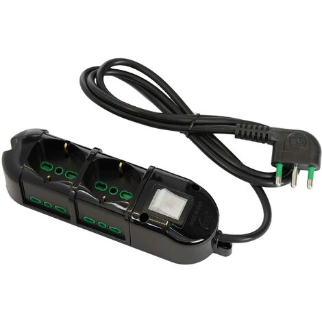 FANTON 48113-B Multipresa elettrica 6 posti con 2 prese universali e 4 prese bivalenti italiane laterali ciabatta spina grande 16A colore nero