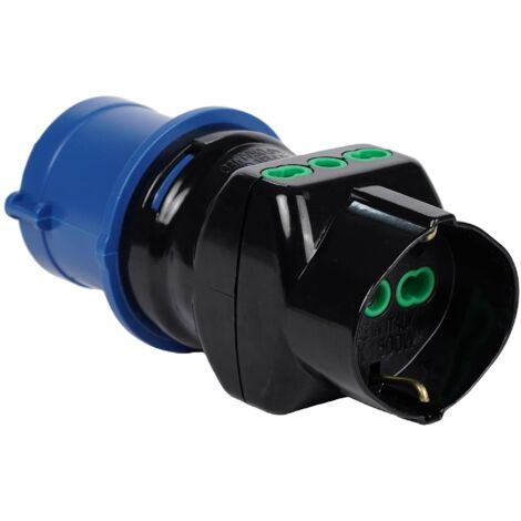 FANTON 78090-E Adattatore industriale, spina 2P+T 16A 200-250V 6h IP44, 2 prese bipasso italiane 2P+T 16A, 1 presa bipasso italo/tedesca 2P+T 16A