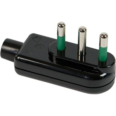 Fanton 80031 Italienischer flacher 90°-Flachstecker 2P+E 10A schwarze Farbe
