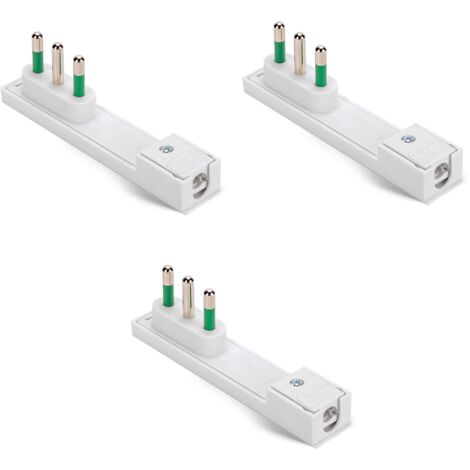 FANTON 80063-B3 Set di 3 pz Spina salvaspazio italiana grande 2P+T 16A mod. CLOCK Bianca