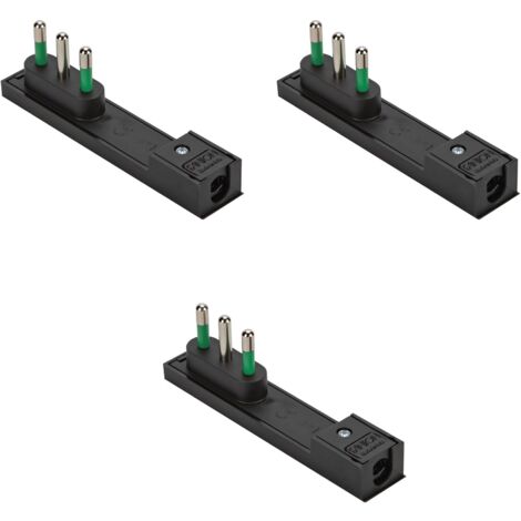 FANTON 80064-B3 Set di 3 pz Spina salvaspazio italiana grande 2P+T 16A mod. CLOCK Nera