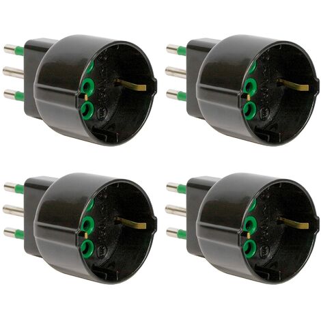 FANTON 82121-B4 -set 4 pz adattatore da spina piccola bipasso 10A a schuko 16A presa italo/tedesca colore nero
