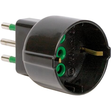 FANTON 82131 adattatore da spina grande bipasso 16A a schuko 16A presa italo/tedesca colore nero