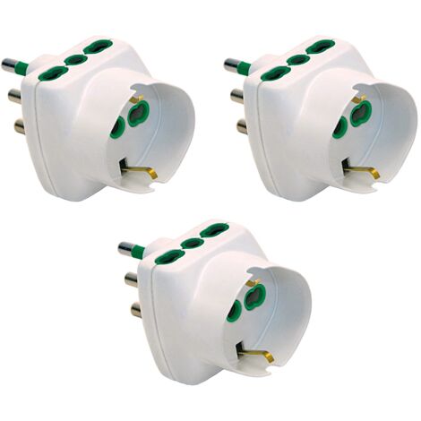 FANTON 82240-B3 - Adattatore Triplo Schuko Bipasso con 2 Prese Bipasso Italiane e 1 Presa Schuko 16A - Sistema Verticale