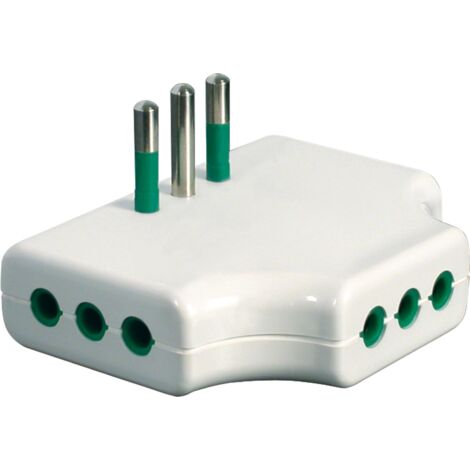 FANTON 82250 adattatore presa tripla piatta SALVASPAZIO - 1 spina italiana piccola 10A 3 prese italiane piccole
