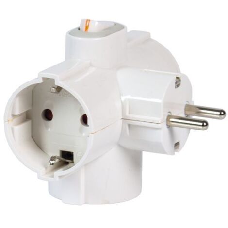 Fanton 82260 C/IN Adapter von S30 auf 3 Steckdosen Std.deutsch mit beleuchtetem Schalter weiß