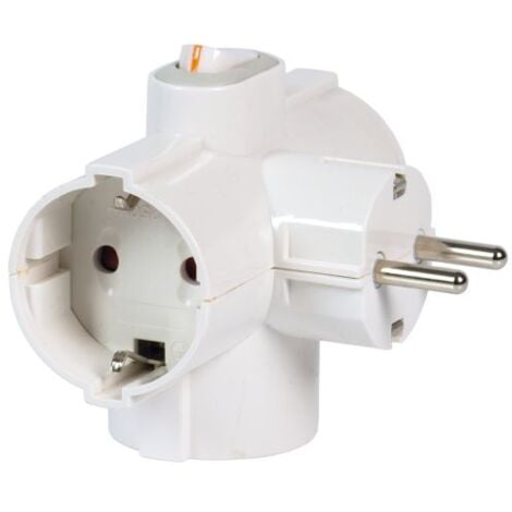 Fanton 82260 C/IN Adapter von S30 auf 3 Steckdosen Std.deutsch mit beleuchtetem Schalter weiß