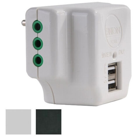 Fanton 87800 Adattatore Triplo 3 Prese Italiane + 2 USB, Bianco